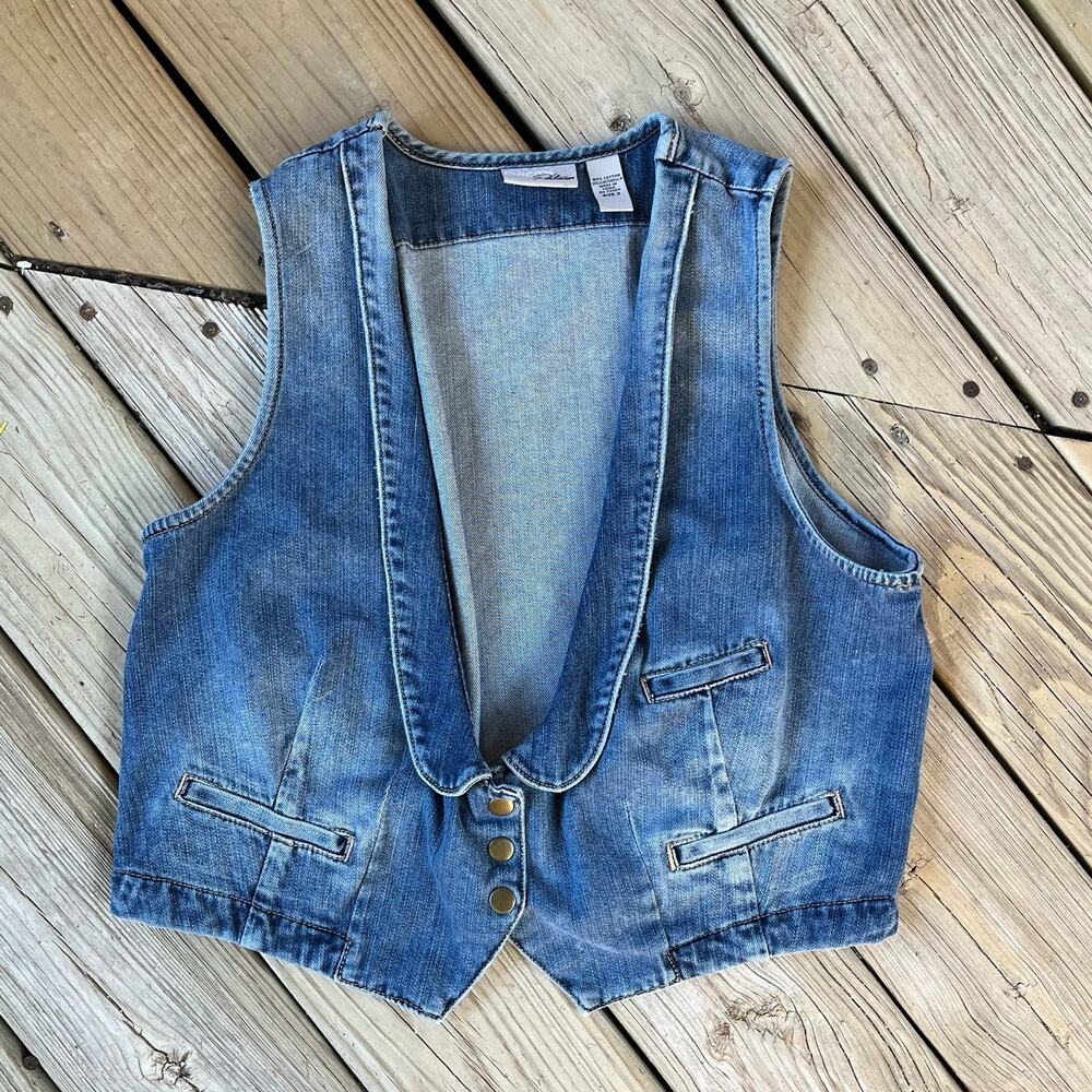 Chico's Platinum Women's Vintage Blue Denim Vest Size 2 (L)